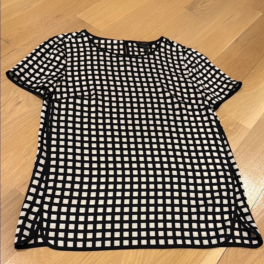 J.Crew Grid Print Silk T-Shirt